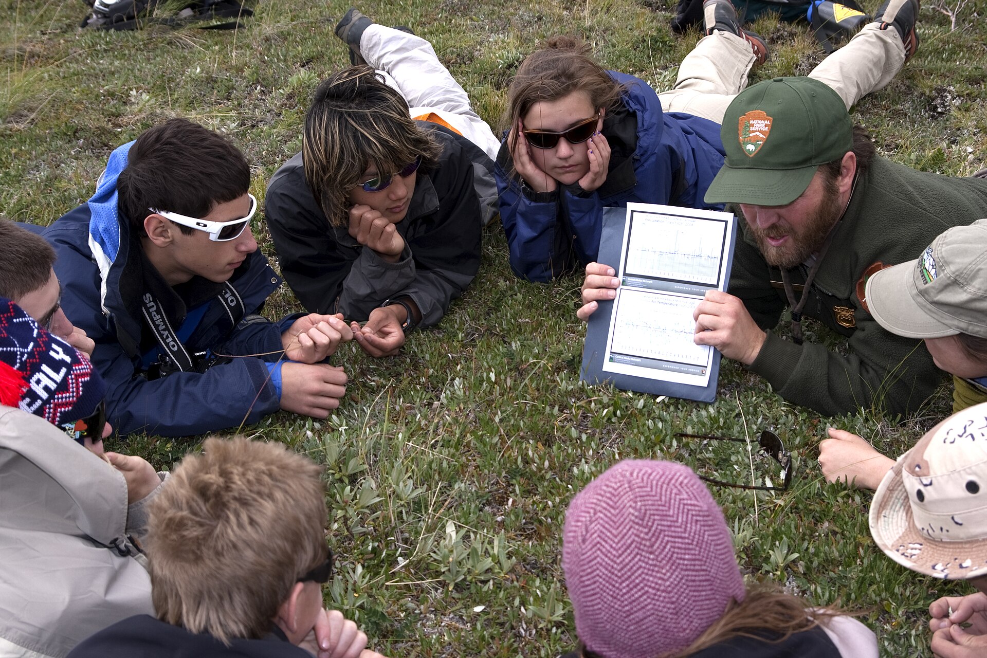 Denali National Park and Preserve · Public domain · https://commons.wikimedia.org/wiki/File:Break_Time_(8571562085).jpg · https://commons.wikimedia.org/wiki/File:Break_Time_(8571562085).jpg A ranger briefing a group during a wilderness hike in Denali