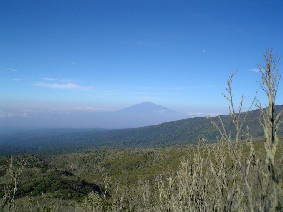 View towards Mount Meru from Machame Hut