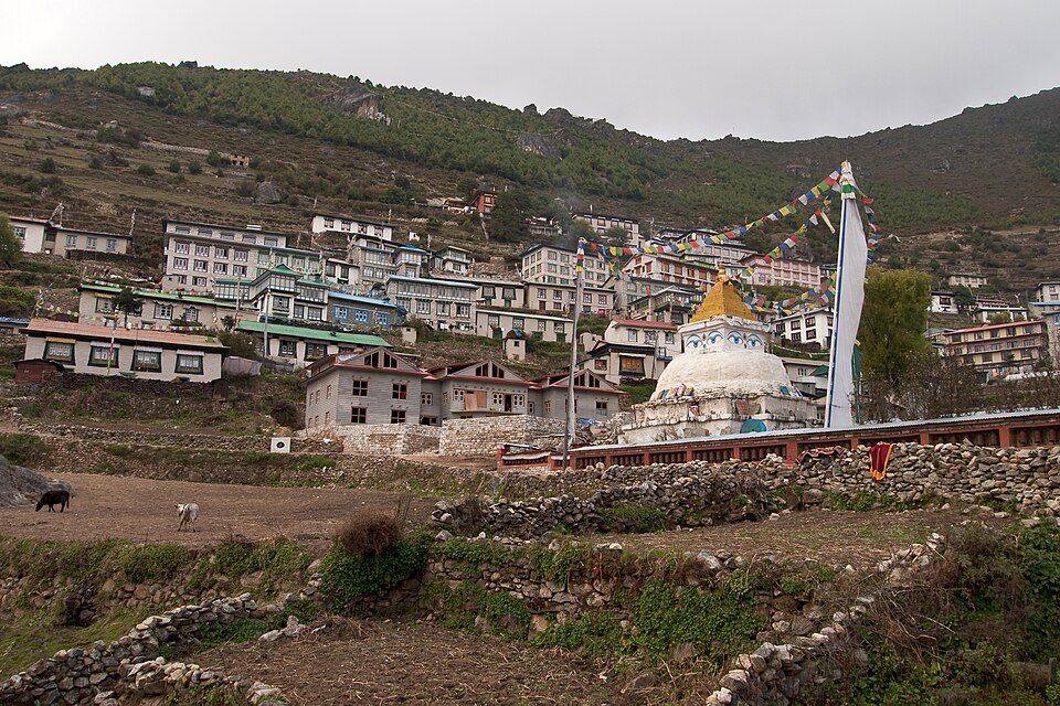 Vyacheslav Argenberg · CC BY 4.0 · https://creativecommons.org/licenses/by/4.0 · https://commons.wikimedia.org/wiki/File:Namche_Bazaar,_Nepal.jpg · Displayed with a crop to fit Namche Bazaar