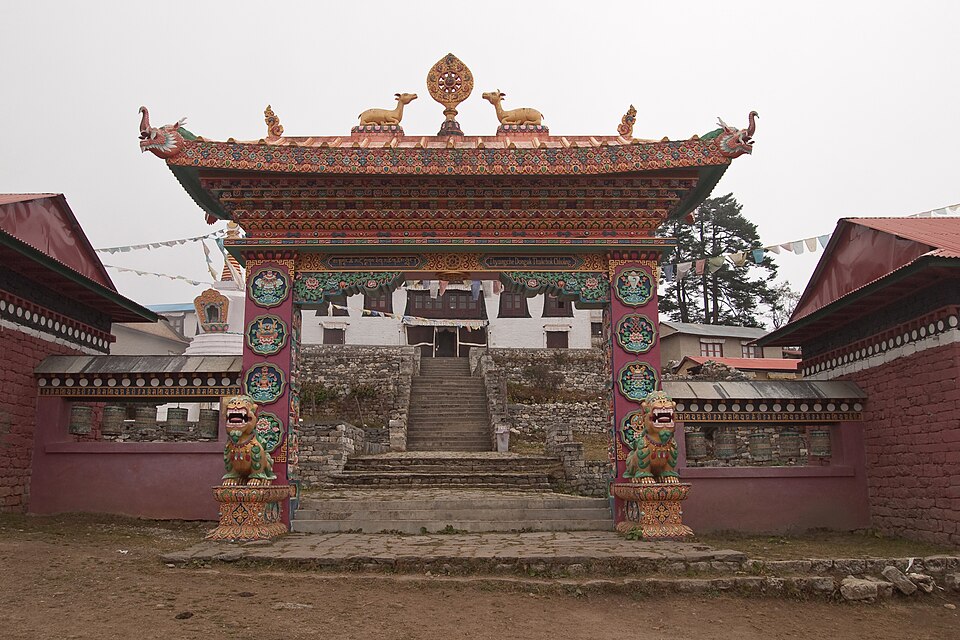 Vyacheslav Argenberg · CC BY 4.0 · https://creativecommons.org/licenses/by/4.0 · https://commons.wikimedia.org/wiki/File:Tengboche_Buddhist_Monastery,_Nepal.jpg · Displayed with a crop to fit Tengboche monastery